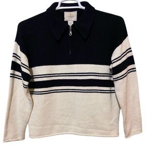 VTG 90s Express Tricot Quarter Zip Sweater Striped Rugby Boxy Oversized SZ Small